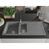 Mexen Andres 1.5-bowl granite sink with drainer and Savita kitchen faucet, gray - 6515-71-672601-70