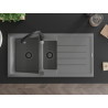 Mexen Andres granite sink 1.5-bowl with drainer and Savita kitchen faucet, gray - 6515-71-672601-70-B