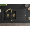 Mexen Andres 1.5-bowl granite kitchen sink with drainer and Savita tap, black/silver - 6515-73-672601-50