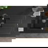 Mexen Andres 1.5-compartment granite sink with a drip tray and kitchen mixer tap Savita, Black/Silver - 6515-73-672601-70