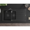 Mexen Andres 1.5-bowl granite sink with drainer and Savita kitchen tap, black/silver - 6515-73-672601-70-B