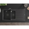 Mexen Andres granite sink 1.5-bowl with drainer and Savita kitchen faucet, black speckled - 6515-76-672601-70-B