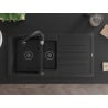 Mexen Andres granite sink 1.5-bowl with drainer and Savita kitchen tap, black - 6515-77-672601-70-B