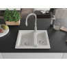 Mexen Carlos granite sink 1.5-bowl with kitchen faucet Savita, white - 6518-20-672601-00