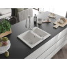 Mexen Carlos 1.5-bowl granite sink with Savita kitchen faucet, white - 6518-20-672601-00