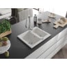 Mexen Carlos granite sink 1.5-bowl with kitchen faucet Savita, white - 6518-20-672601-00