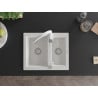 Mexen Carlos granite sink 1.5-bowl with Savita kitchen tap, white - 6518-20-672601-20