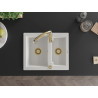 Mexen Carlos 1.5-bowl granite sink with Savita kitchen faucet, white - 6518-20-672601-50