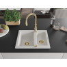 Mexen Carlos 1.5-bowl granite sink with Savita kitchen faucet, white - 6518-20-672601-50