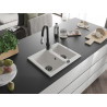 Mexen Carlos granite sink 1.5-bowl with kitchen faucet Savita, white - 6518-20-672601-70