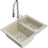 Mexen Carlos 1.5-chamber granite sink with Savita kitchen faucet, beige - 6518-69-672601-00