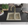 Mexen Carlos granite sink 1.5-bowl with Savita kitchen tap, beige - 6518-69-672601-50
