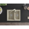 Mexen Carlos granite sink 1.5-bowl with Savita kitchen faucet, beige - 6518-69-672601-69