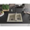 Mexen Carlos 1.5-bowl granite sink with Savita kitchen faucet, beige - 6518-69-672601-70