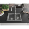 Mexen Carlos 1.5-bowl granite sink with Savita kitchen faucet, gray - 6518-71-672601-00