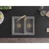 Mexen Carlos 1.5-bowl granite sink with Savita kitchen faucet, gray - 6518-71-672601-50