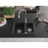 Mexen Carlos 1.5-bowl granite sink with Savita kitchen faucet, black/silver metallic - 6518-73-672601-00
