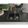 Mexen Carlos 1.5-Bowl Granite Sink with Savita Kitchen Faucet, Black/Silver Metallic - 6518-73-672601-50