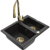 Mexen Carlos 1.5-Bowl Granite Sink with Savita Kitchen Faucet, Black/Silver Metallic - 6518-73-672601-50