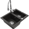 Mexen Carlos 1,5-compartment granite sink with a kitchen mixer tap Savita, Black/Gold metallic - 6518-75-672601-00