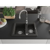 Mexen Carlos 1.5-bowl granite sink with Savita kitchen faucet, black/gold metallic - 6518-75-672601-00