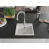 Mexen Milo granite kitchen sink 1-bowl with Savita kitchen faucet, white - 6505-20-672601-00