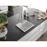 Mexen Milo granite single-bowl kitchen sink with Savita kitchen faucet, white - 6505-20-672601-00