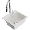 Mexen Milo granite kitchen sink 1-bowl with Savita kitchen faucet, white - 6505-20-672601-00
