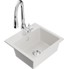Mexen Milo granite sink single bowl with Savita kitchen tap, white - 6505-20-672601-00