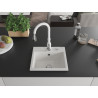 Mexen Milo 1-bowl granite sink with Savita kitchen faucet, white - 6505-20-672601-20