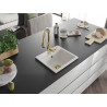 Mexen Milo 1-Bowl Granite Sink with Savita Kitchen Faucet, White - 6505-20-672601-50
