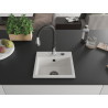 Mexen Milo 1-bowl granite kitchen sink with Savita faucet, white - 6505-20-672601-70