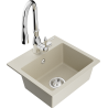 Mexen Milo 1-bowl granite kitchen sink with Savita kitchen faucet, beige - 6505-69-672601-00