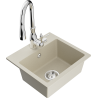 Mexen Milo granite sink 1-bowl with Savita kitchen faucet, beige - 6505-69-672601-00