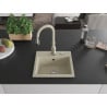 Mexen Milo granite sink with 1-bowl and Savita kitchen tap, beige - 6505-69-672601-69