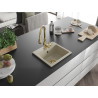 Mexen Milo granite single-bowl kitchen sink with Savita faucet, beige - 6505-69-672601-50