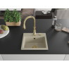 Mexen Milo 1-bowl granite sink with Savita kitchen faucet, beige - 6505-69-672601-50