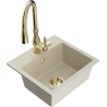Mexen Milo 1-compartment granite sink with a kitchen mixer tap Savita, Beige - 6505-69-672601-50
