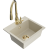 Mexen Milo granite single-bowl kitchen sink with Savita faucet, beige - 6505-69-672601-50