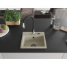 Mexen Milo granite kitchen sink 1-chamber with Savita kitchen faucet, beige - 6505-69-672601-70