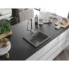 Mexen Milo 1-bowl granite sink with Savita kitchen faucet, gray - 6505-71-672601-00
