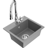 Mexen Milo 1-bowl granite sink with Savita kitchen faucet, gray - 6505-71-672601-00