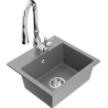 Mexen Milo 1-bowl granite sink with Savita kitchen tap, grey - 6505-71-672601-00