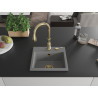 Mexen Milo 1-bowl granite kitchen sink with Savita kitchen faucet, gray - 6505-71-672601-50