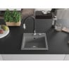 Mexen Milo granite sink 1-bowl with Savita kitchen faucet, gray - 6505-71-672601-70
