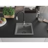 Mexen Milo 1-bowl granite sink with Savita kitchen faucet, gray - 6505-71-672601-70-B