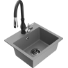 Mexen Milo 1-bowl granite sink with Savita kitchen faucet, gray - 6505-71-672601-70-B