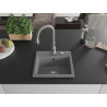 Mexen Milo 1-bowl granite sink with Savita kitchen faucet, gray - 6505-71-672601-71