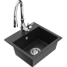 Mexen Milo 1-bowl granite sink with Savita kitchen faucet, black/silver metallic - 6505-73-672601-00