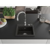 Mexen Milo 1-bowl granite kitchen sink with Savita kitchen faucet, black/gold metallic - 6505-75-672601-00
